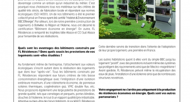 Le courrier du Parlement article sur FL Résidences