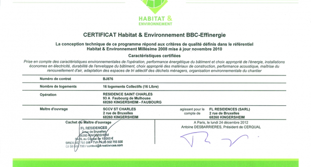 Résidence St-Charles à Kingersheim : Le Père Noël nous a apporté une nouvelle certification :)