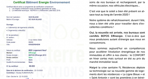 Newsletter 24 - FL Résidences et le BEPOS